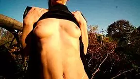She Pulls Up Panties After Creampie in Park Outdoor Scene