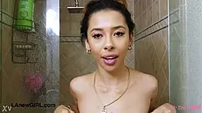 asian teen model enjoys sensual bath in photoshoot