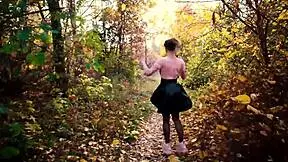 She Pulls Up Panties After Creampie in Park Outdoor Scene