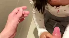 18 Years Old Asian Girl Sucked My In Public Restroom Huge Cumshot On Her Face