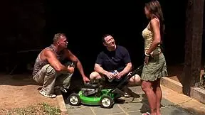 I, Jade Sin, feel the double penetration from two big white cocks outdoors