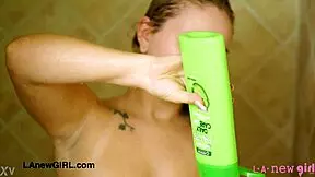 Stunning blonde teen in sensual bath photoshoot with uncle