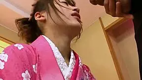 This 18 yo Japanese teen in kimono loves hot sex, wet blowjobs, and creampie rides. She gets bent over doggystyle with cunilingus and missionary too.