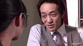 young japanese secretary seduces boss for blowjob and titjob 😘