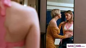 big tits cougar stepmom tongues her teen stepdaughter's pussy