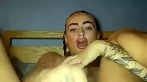 Slutty goth teen 18+ fingers herself hard until she cums