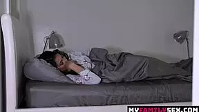 i sneak into stepdad's room for some cozy fun with his monster cock