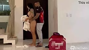 i'm the delivery guy who drops off the package and then bends over this athletic morena for doggystyle creampie, uh, in her outdoor spot...