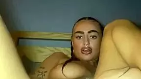 Slutty goth teen 18+ fingers herself hard until she cums