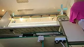 super sexy slim 18+ brunette chick works in pear thongs and braless, showing off her young pussy.