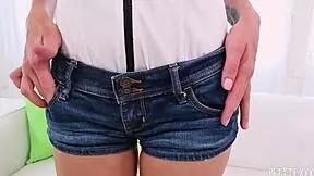 This petite 18+ babe loves fucking huge cock