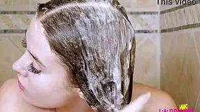 SKINNY teen brunette TAKES relaxing shower after photoshoot