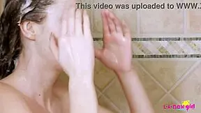 SKINNY teen brunette TAKES relaxing shower after photoshoot