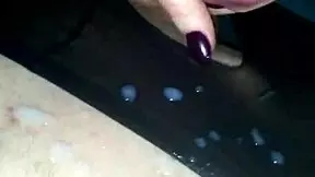 amature cum in pantyhose lingerie with fast handjob