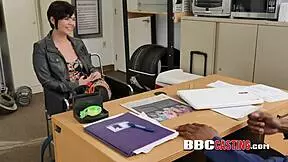 Bbw heads to porn casting interview in uniform. Director smashes her in garage cfnm style.