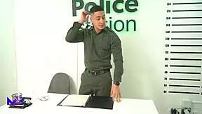 Policeman fucks brunette whore with huge ass in prison roleplay.