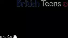 British 18 year old in panties gives handjob to old neighbor with natural tits