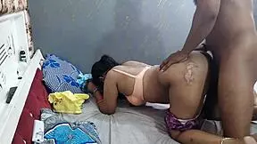 Having romantic morning sex with my cute housewife in missionary position