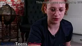 nerdy yoga girl practices poses with neighbors