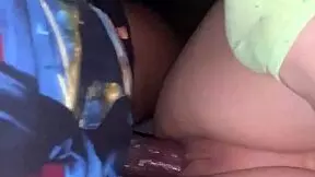 Tight wet teen pussy fucked in car with monster cock