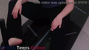 nerdy yoga girl practices poses with neighbors