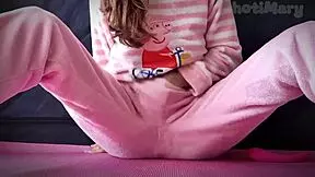 Petite teen, are you squirting cum while masturbating your wet pussy in pajamas? Show me the closeup!