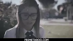 Nerdy teen 18+ gets double penetration in group threesome!