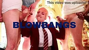 student deepthroats cock at gloryhole, cums in mouth