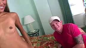 i ram my big pink dick into her tiny asian ass, then cum on her small boobs