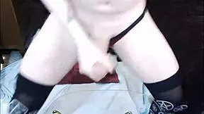 Sexy emo tranny licking her own cum