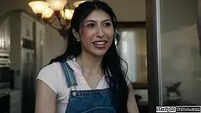 latin teen facesits and fucks her new stepdad as a thank you.