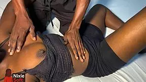 Nigerian couple dives into early morning sex with her big ass in a homemade massage