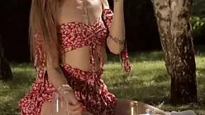 This cute blonde hungarian girl masturbates in the garden with her favorite toys.