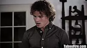 golddigging mature stepmom gets fucked in family group threesome with young not-son and mother-in-law.