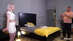 old landlord receives payment in hot sex and wet blowjob from tenant.