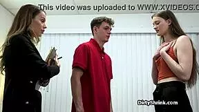 tall brunette shares cock on therapy with milf doctor