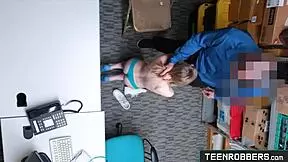 Teen shoplifter enjoys pussy eaten by burglar