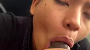 My stepsister's cute brunette friend gives a delicious blowjob.