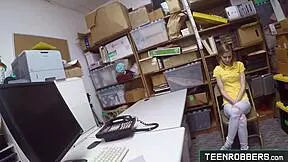 Teen shoplifter enjoys pussy eaten by burglar