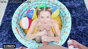 is becky summer's oiled wet pussy ready for that creampie after her blowjob tease?