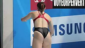 Women's high diving voyeur? Check out those legs and ass!