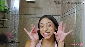 Girl next-door model took a shower