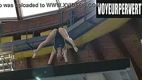Women's high diving voyeur? Check out those legs and ass!