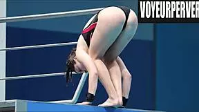 Women's high diving voyeur? Check out those legs and ass!