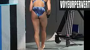 Women's high diving voyeur? Check out those legs and ass!