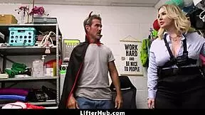 Milf mall officer forces shoplifting stepdad to fuck stepdaughter in office doggystyle with clothes ripped