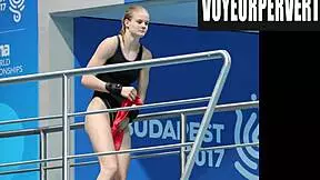 Women's high diving voyeur? Check out those legs and ass!