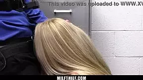 Guard Pulls Cock Out And Asks Hot Milf To Blow It In Garage