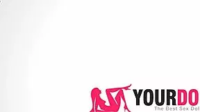 brunette teen sex doll gets anal creampie and blowjob