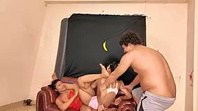 step sisters with huge tits enjoy ffm fucking in hardcore session